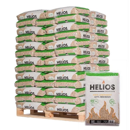Pellets HELIOS de resinosas – palete de 65 sacos de 15 kg