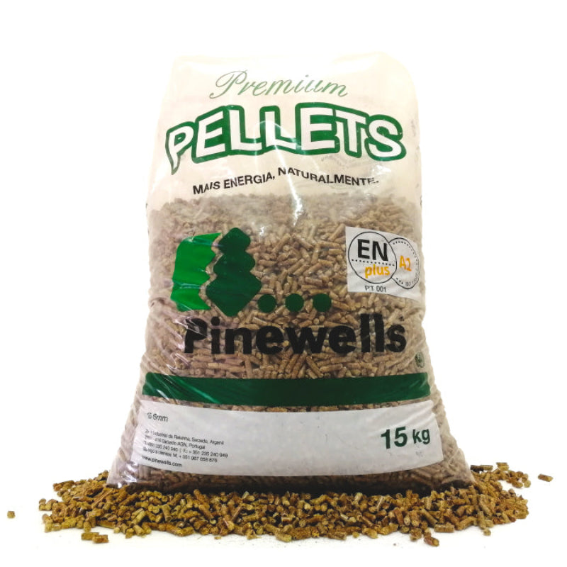 Pellets de Madeira PINEWELLS 15 kg – Palete com 20 Sacos